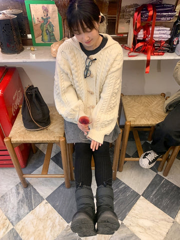 Dunve Sailor Collar Duffel Knit Cardigan